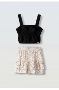 Σετ Φούστα σορτς Με Crop Top για κορίτσια EBITA 266036 μαύρο- μπεζ
