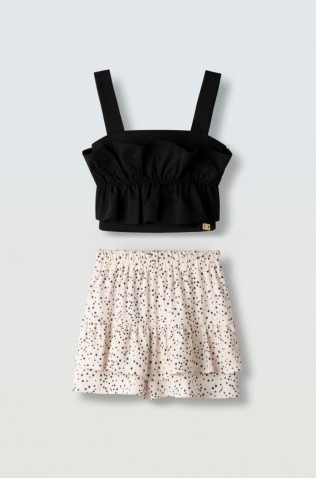 Σετ Φούστα σορτς Με Crop Top για κορίτσια EBITA 266036 μαύρο- μπεζ