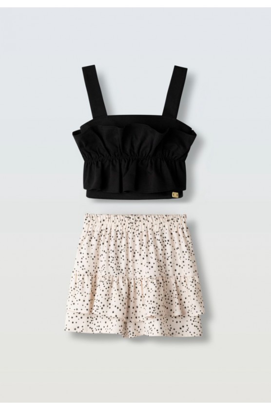 Σετ Φούστα σορτς Με Crop Top για κορίτσια EBITA 266036 μαύρο- μπεζ