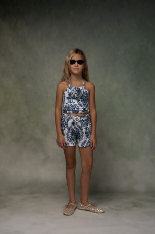 Σετ μπλούζα  και σορτσάκι για  κορίτσια EBITA 266037 λευκό-μπλε