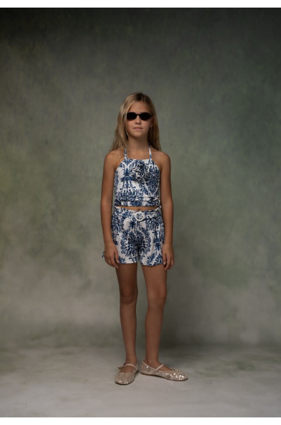 Σετ μπλούζα  και σορτσάκι για  κορίτσια EBITA 266037 λευκό-μπλε