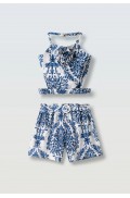 Σετ μπλούζα  και σορτσάκι για  κορίτσια EBITA 266037 λευκό-μπλε