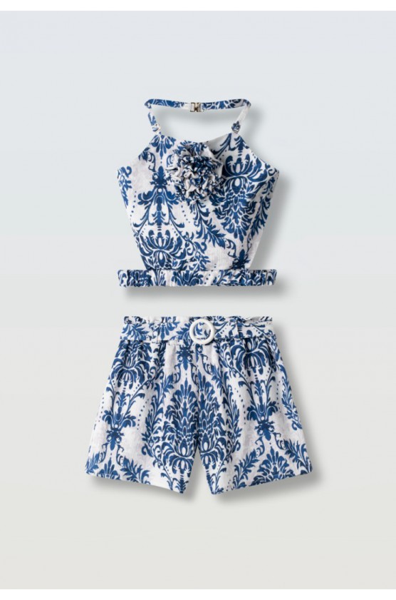 Σετ μπλούζα  και σορτσάκι για  κορίτσια EBITA 266037 λευκό-μπλε