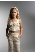 Σετ μπλούζα crop top και παντελόνα  για  κορίτσια EBITA 266040 χρυσό