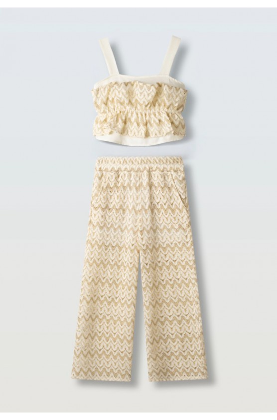 Σετ μπλούζα crop top και παντελόνα  για  κορίτσια EBITA 266040 χρυσό
