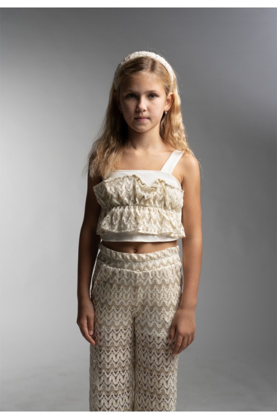 Σετ μπλούζα crop top και παντελόνα  για  κορίτσια EBITA 266040 χρυσό
