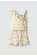 Σετ μπλούζα κιπούρ και σορτς για  κορίτσια EBITA 266041 εκρού- χρυσό
