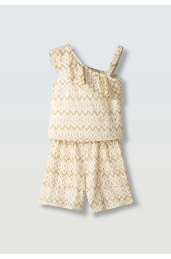 Σετ μπλούζα κιπούρ και σορτς για  κορίτσια EBITA 266041 εκρού- χρυσό