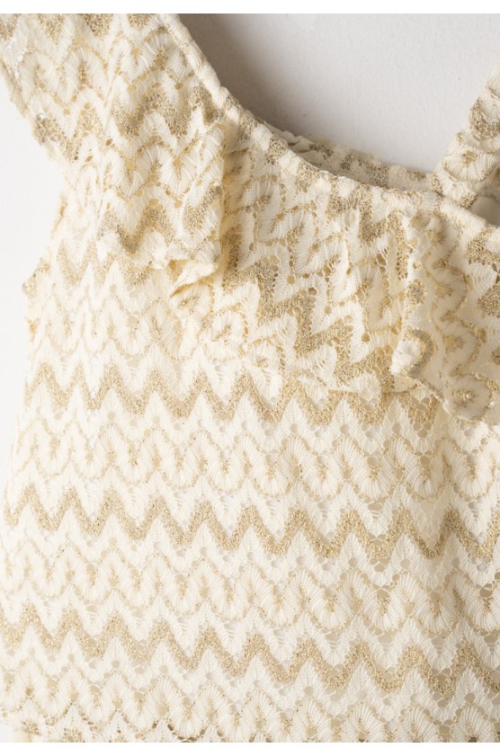 Σετ μπλούζα κιπούρ και σορτς για  κορίτσια EBITA 266041 εκρού- χρυσό