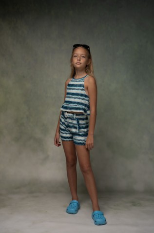 Σετ μπλούζα  Crop top και σορτσάκι για  κορίτσια EBITA 266042 μπλε