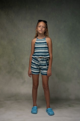 Σετ μπλούζα  Crop top και σορτσάκι για  κορίτσια EBITA 266042 μπλε