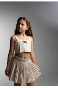 Σετ Φούστα Μπεζ Πλισέ Με Crop Top για κορίτσια EBITA 266049 μπεζ