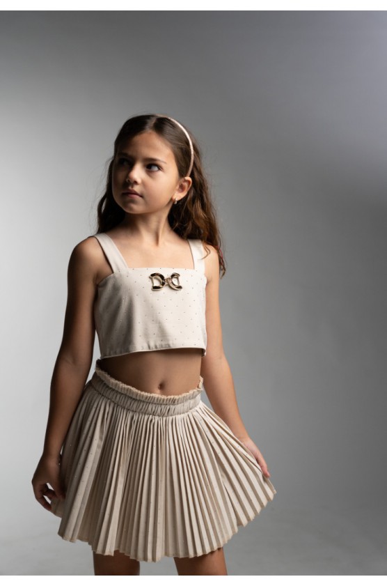Σετ Φούστα Μπεζ Πλισέ Με Crop Top για κορίτσια EBITA 266049 μπεζ