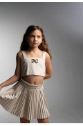 Σετ Φούστα Μπεζ Πλισέ Με Crop Top για κορίτσια EBITA 266049 μπεζ