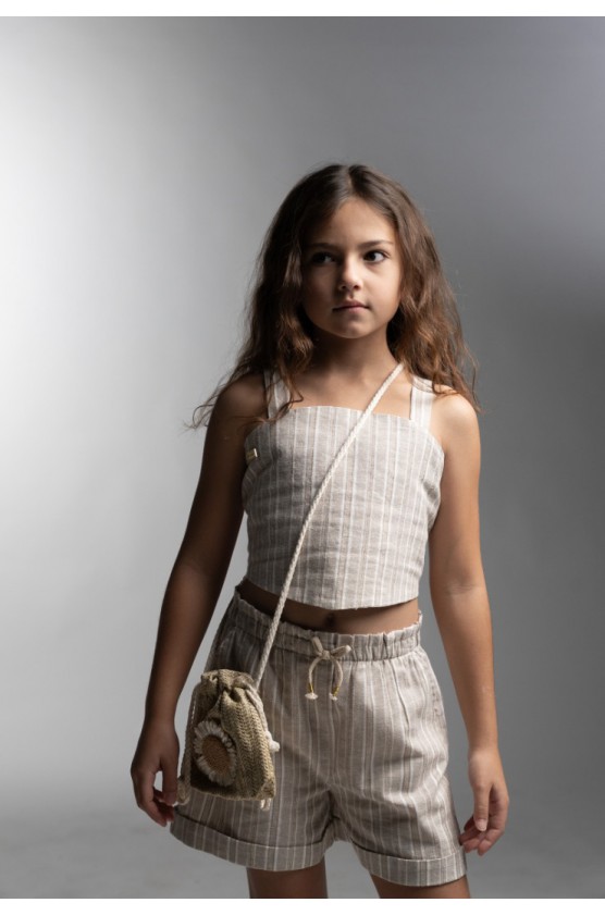 Σετ μπλούζα με άνοιγμα στην πλάτη και σορτς για  κορίτσια EBITA 266050 γκρι