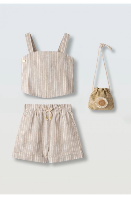 Σετ μπλούζα με άνοιγμα στην πλάτη και σορτς για  κορίτσια EBITA 266050 γκρι