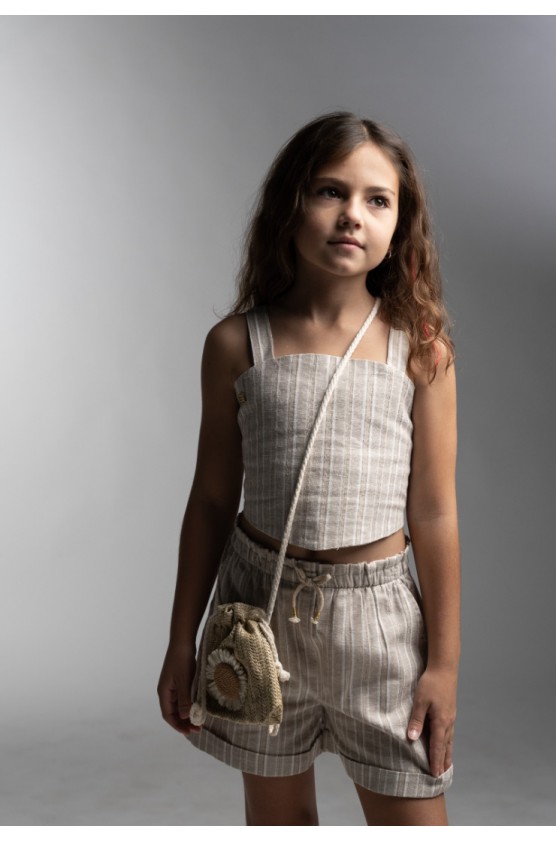 Σετ μπλούζα με άνοιγμα στην πλάτη και σορτς για  κορίτσια EBITA 266050 γκρι