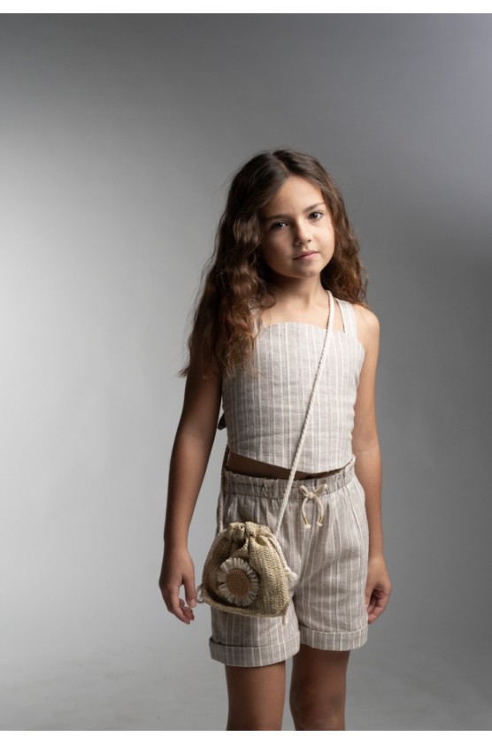 Σετ μπλούζα με άνοιγμα στην πλάτη και σορτς για  κορίτσια EBITA 266050 γκρι