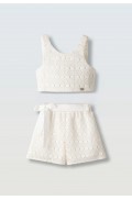 Σετ μπλούζα κιπούρ και σορτς για  κορίτσια EBITA 266051 εκρού