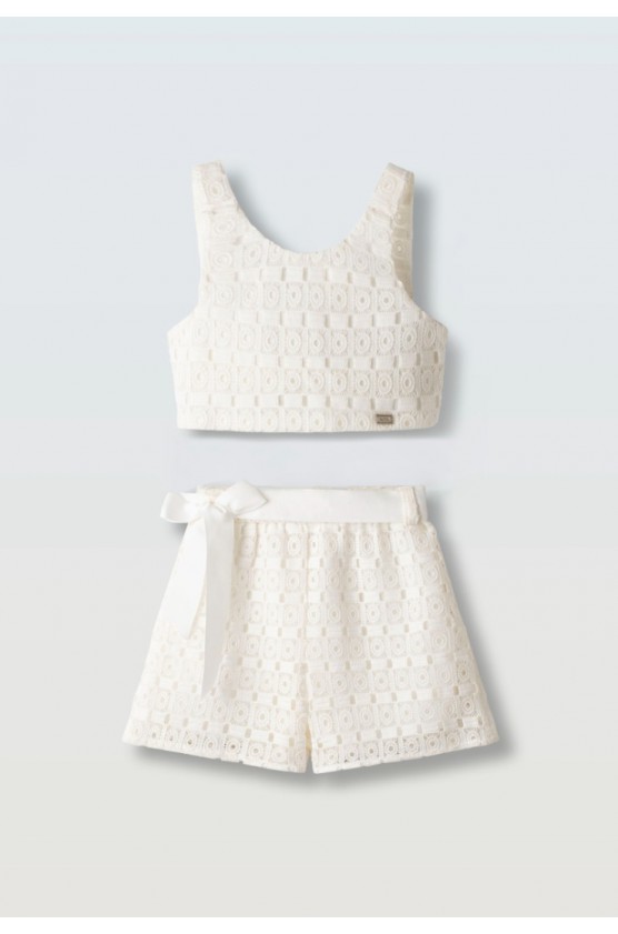 Σετ μπλούζα κιπούρ και σορτς για  κορίτσια EBITA 266051 εκρού