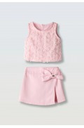 Σετ Σορτσάκι φούστα και τοπ  Με Τρισδιάστατο Λουλούδι για  κορίτσια EBITA 266060 ροζ