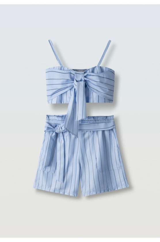Σετ μπλούζα  Crop top και σορτσάκι για κορίτσια EBITA 266061 μπλε