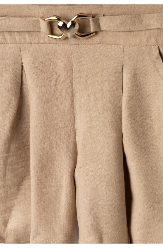 Σετ μπλούζα crop top με βολάν  και σορτς για  κορίτσια EBITA 266062 εκρού- καφέ