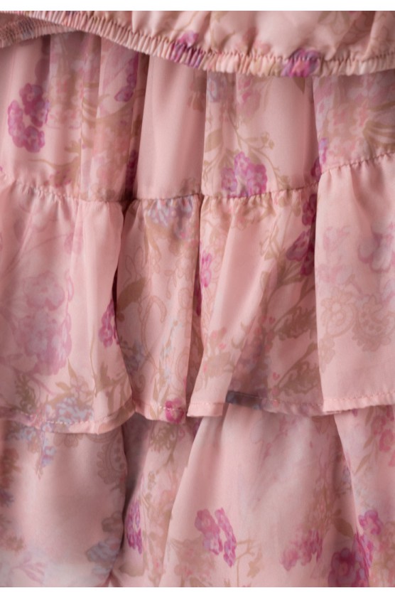 Σετ φούστα floral με βολάν για  κορίτσια EBITA 266064 ροζ