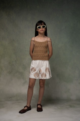 Σετ μπλούζα πλεκτή και σορτς για  κορίτσια EBITA 266065 καφέ