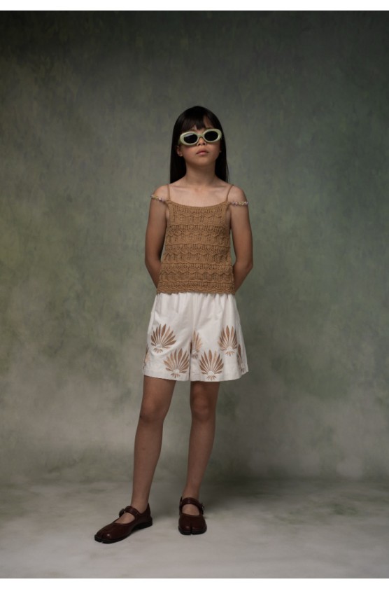 Σετ μπλούζα πλεκτή και σορτς για  κορίτσια EBITA 266065 καφέ