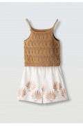 Σετ μπλούζα πλεκτή και σορτς για  κορίτσια EBITA 266065 καφέ