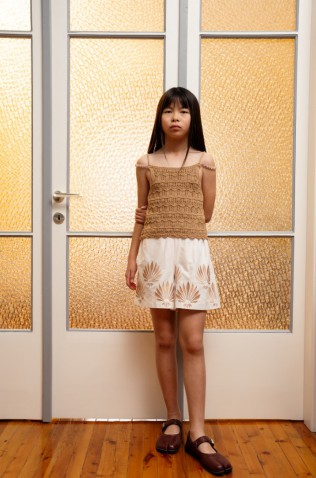 Σετ μπλούζα πλεκτή και σορτς για  κορίτσια EBITA 266065 καφέ