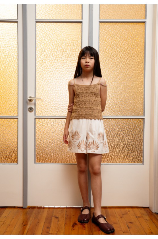 Σετ μπλούζα πλεκτή και σορτς για  κορίτσια EBITA 266065 καφέ