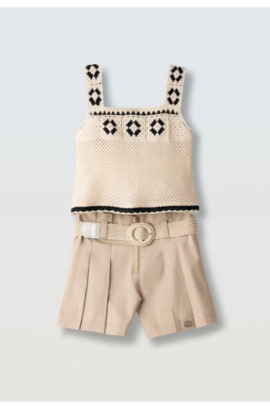 Σετ σορτς με μπλουζάκι  για κορίτσια EBITA 266068 μπεζ