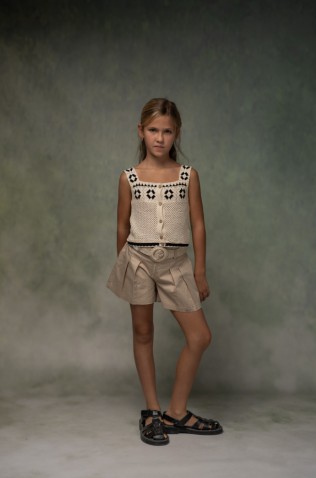 Σετ σορτς με μπλουζάκι  για κορίτσια EBITA 266068 μπεζ