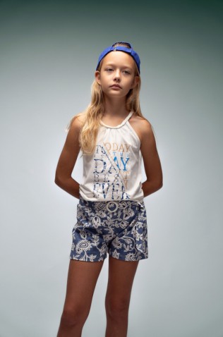 Σετ μπλουζάκι με σορτς για κορίτσια EBITA 266071 λευκό-μπλε