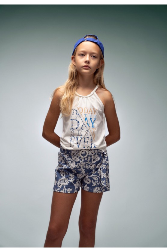 Σετ μπλουζάκι με σορτς για κορίτσια EBITA 266071 λευκό-μπλε