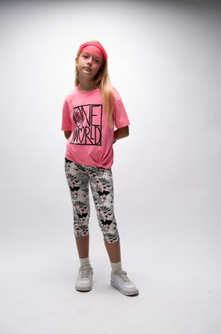 Σετ μπλουζάκι  με κολάν κάπρι για κορίτσια EBITA 266078 φούξια