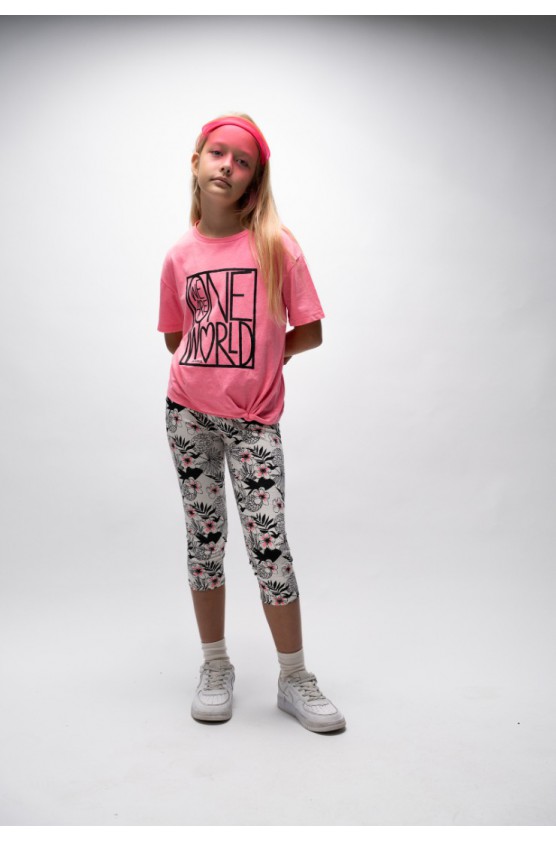 Σετ μπλουζάκι  με κολάν κάπρι για κορίτσια EBITA 266078 φούξια