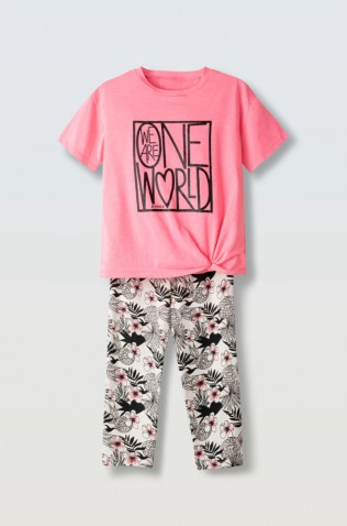 Σετ μπλουζάκι  με κολάν κάπρι για κορίτσια EBITA 266078 φούξια