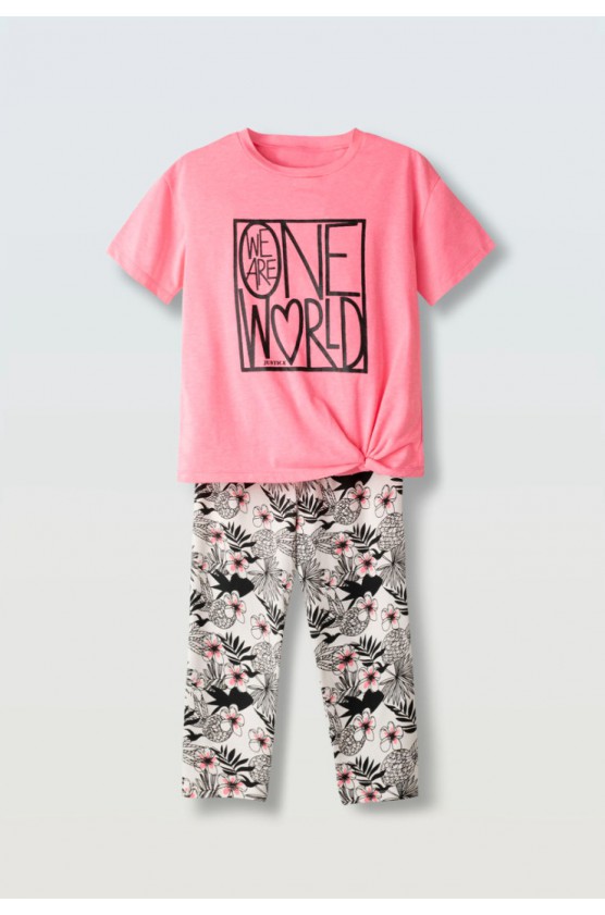 Σετ μπλουζάκι  με κολάν κάπρι για κορίτσια EBITA 266078 φούξια