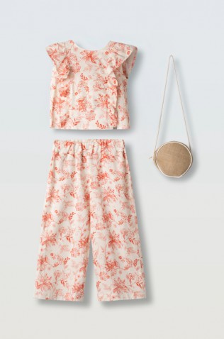 Σετ μπλούζα  με παντελόνα και τσαντάκι για κορίτσια EBITA 266203 λευκό