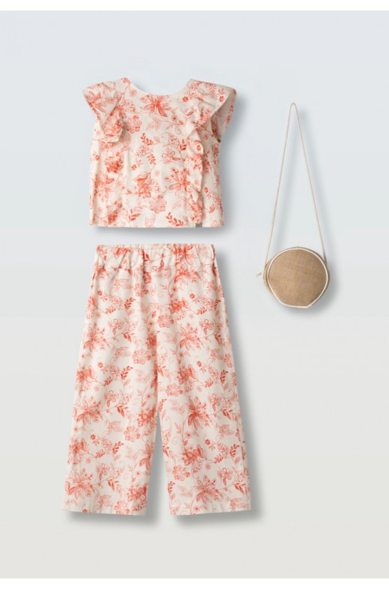 Σετ μπλούζα  με παντελόνα και τσαντάκι για κορίτσια EBITA 266203 λευκό