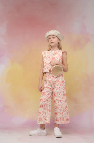 Σετ μπλούζα  με παντελόνα και τσαντάκι για κορίτσια EBITA 266203 λευκό