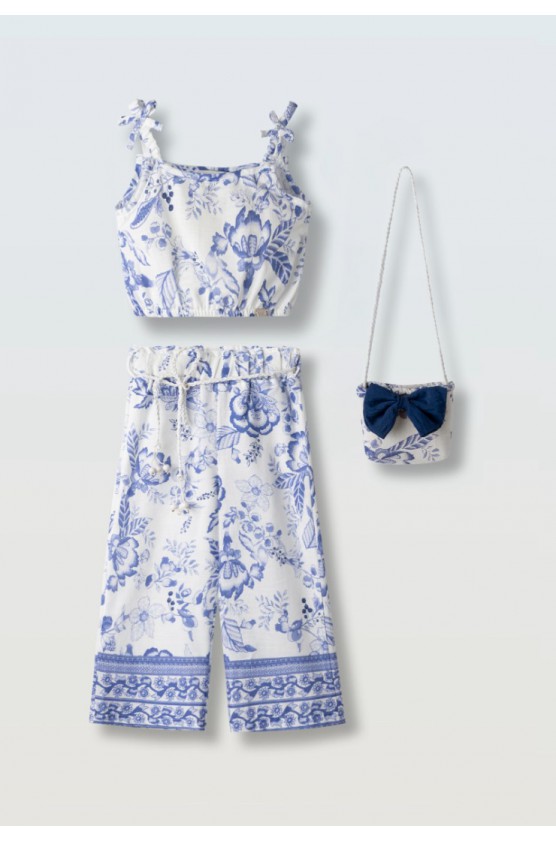 Σετ μπλούζα  με παντελόνα και τσαντάκι για κορίτσια EBITA 266205 λευκό