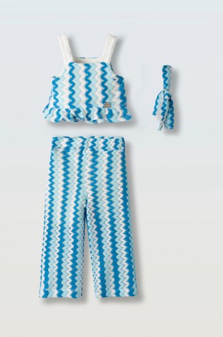Σετ μπλούζα  με παντελόνα πλεκτή για κορίτσια EBITA 266206 γαλάζιο