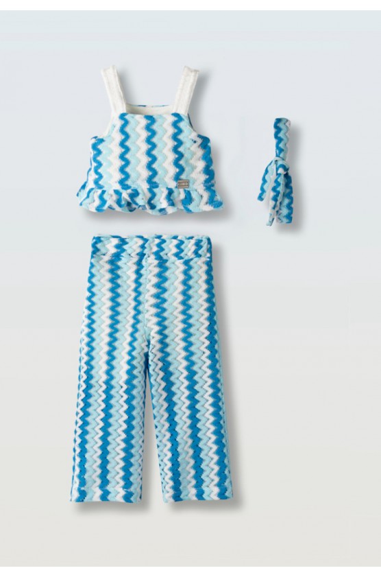 Σετ μπλούζα  με παντελόνα πλεκτή για κορίτσια EBITA 266206 γαλάζιο