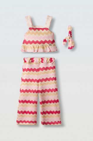 Σετ μπλούζα  με παντελόνα πλεκτή για κορίτσια EBITA 266207 Ροζ