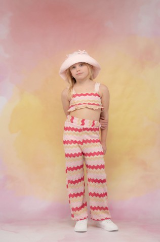 Σετ μπλούζα  με παντελόνα πλεκτή για κορίτσια EBITA 266207 Ροζ