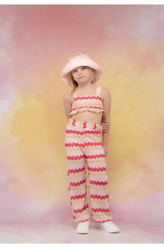 Σετ μπλούζα  με παντελόνα πλεκτή για κορίτσια EBITA 266207 Ροζ